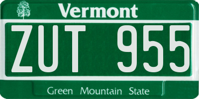 VT license plate ZUT955