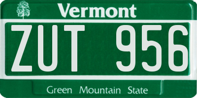 VT license plate ZUT956