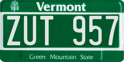 VT license plate ZUT957