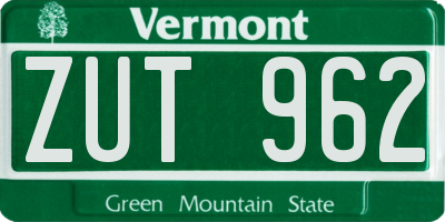 VT license plate ZUT962