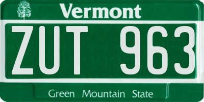 VT license plate ZUT963