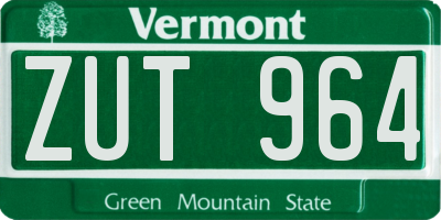 VT license plate ZUT964