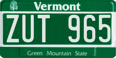 VT license plate ZUT965