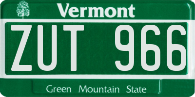 VT license plate ZUT966