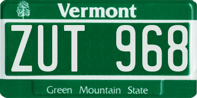 VT license plate ZUT968