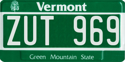VT license plate ZUT969