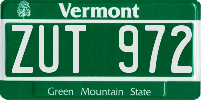 VT license plate ZUT972