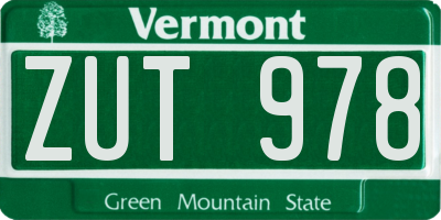 VT license plate ZUT978