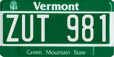 VT license plate ZUT981