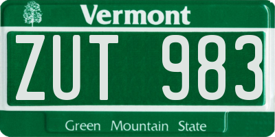 VT license plate ZUT983