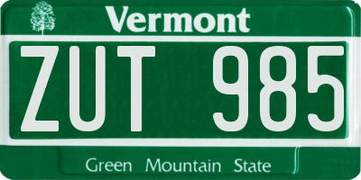 VT license plate ZUT985