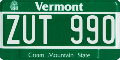 VT license plate ZUT990