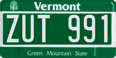 VT license plate ZUT991