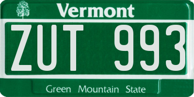 VT license plate ZUT993