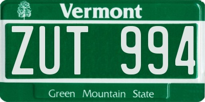 VT license plate ZUT994
