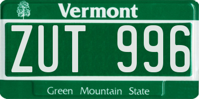 VT license plate ZUT996