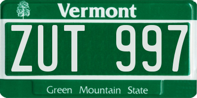 VT license plate ZUT997