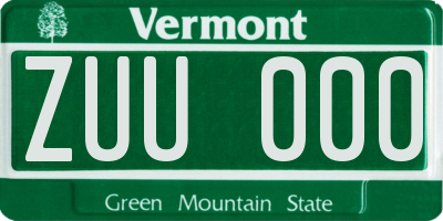 VT license plate ZUU000