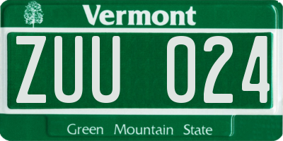 VT license plate ZUU024