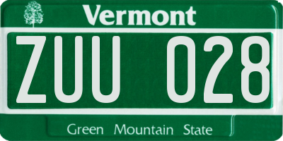 VT license plate ZUU028