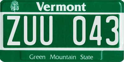 VT license plate ZUU043