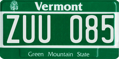 VT license plate ZUU085