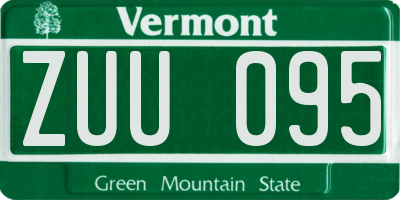 VT license plate ZUU095