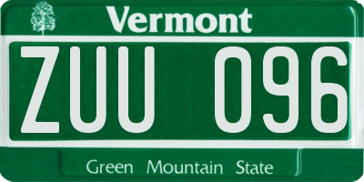 VT license plate ZUU096