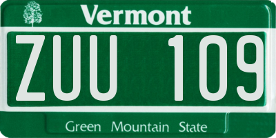 VT license plate ZUU109