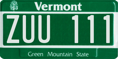 VT license plate ZUU111