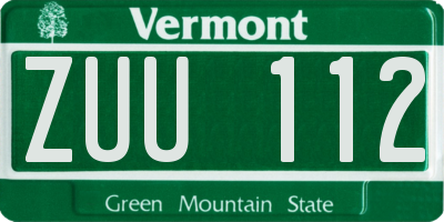 VT license plate ZUU112