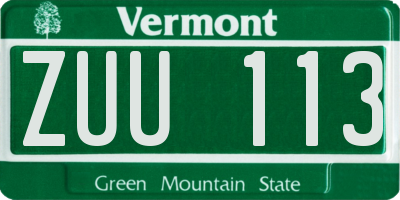 VT license plate ZUU113