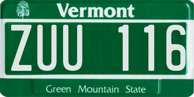 VT license plate ZUU116