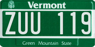 VT license plate ZUU119