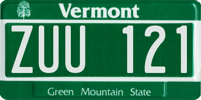 VT license plate ZUU121
