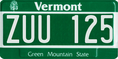 VT license plate ZUU125