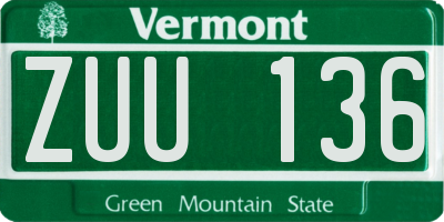 VT license plate ZUU136