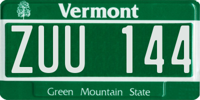 VT license plate ZUU144