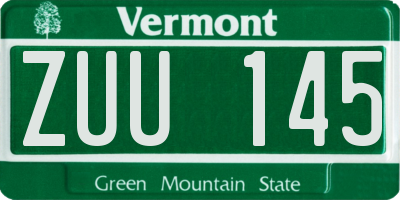 VT license plate ZUU145