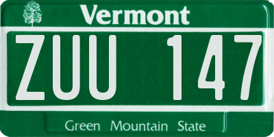 VT license plate ZUU147