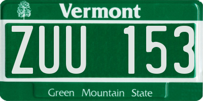 VT license plate ZUU153