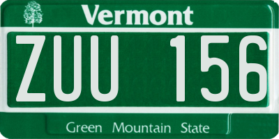 VT license plate ZUU156