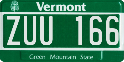 VT license plate ZUU166