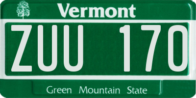 VT license plate ZUU170