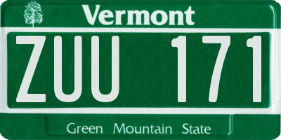 VT license plate ZUU171