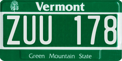 VT license plate ZUU178