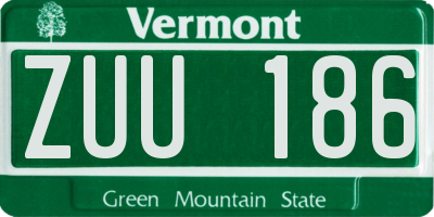 VT license plate ZUU186