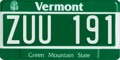 VT license plate ZUU191