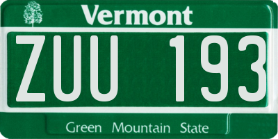 VT license plate ZUU193