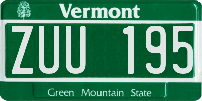 VT license plate ZUU195